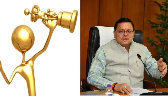 मुख्‍यमंत्री पुष्‍कर सिंह धामी ने खिलाड़ियों व उनके प्रशिक्षकों को द्रोणाचार्य अवार्ड से सम्‍मनित किया