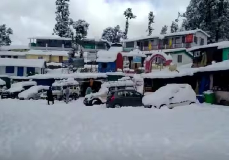 मिनी स्विटजरलैंड चोपता में सीजन की पहली बर्फबारी, उमड़ने लगे पर्यटक....