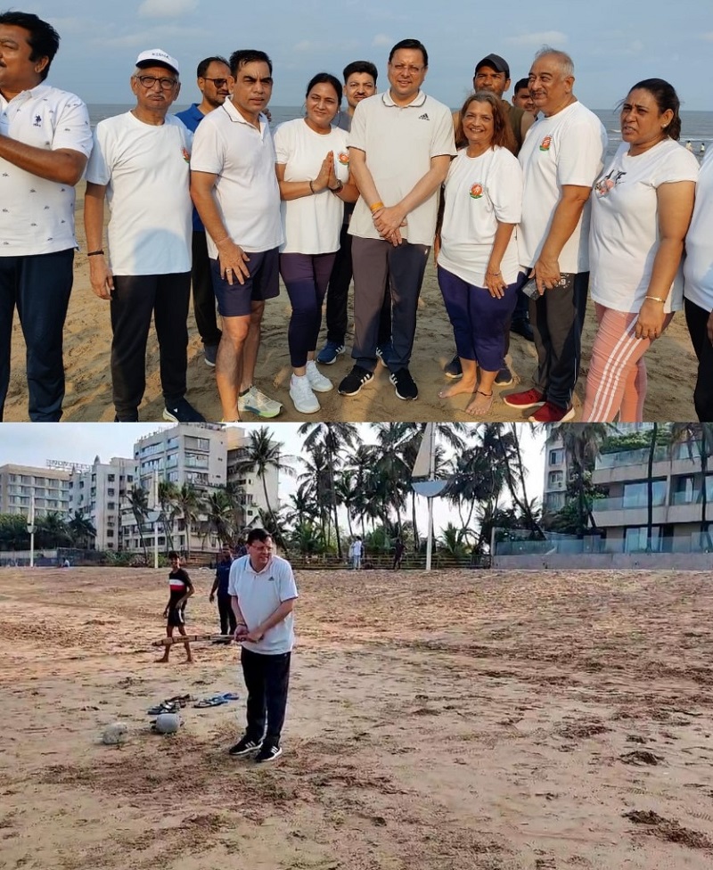 मुंबई प्रवास पर प्रात:काल सैर के दौरान जुहू बीच पहुंचे मुख्यमंत्री..